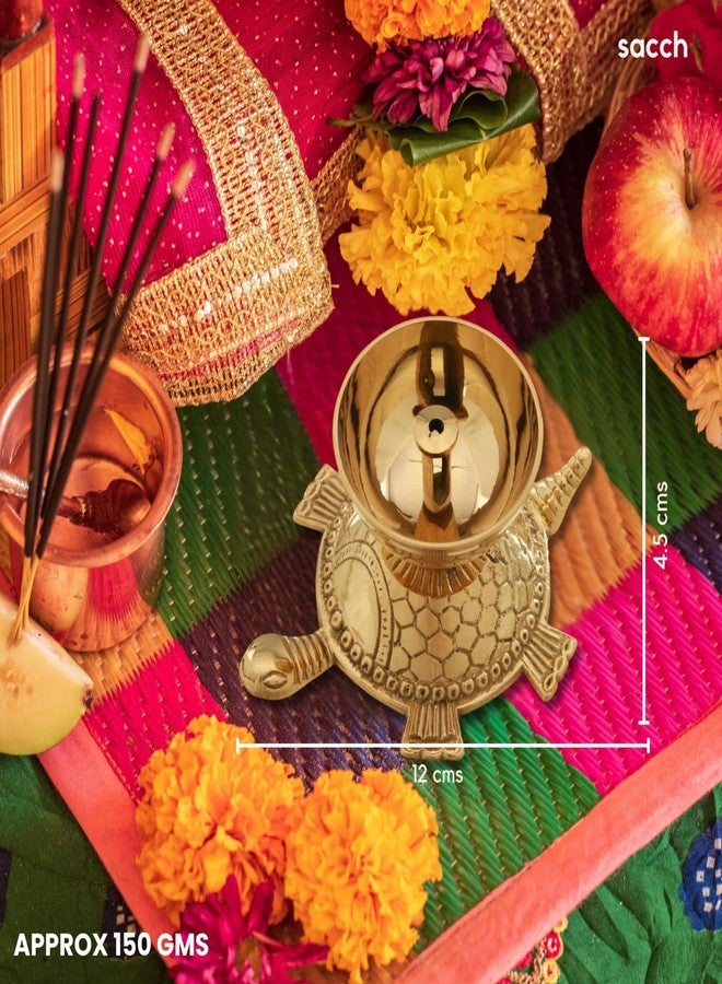 Sacch Brass Turtle Diya for Puja, 1 Piece, Gold - Image 3